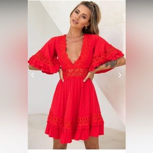 Crochet Lace Trim Dress